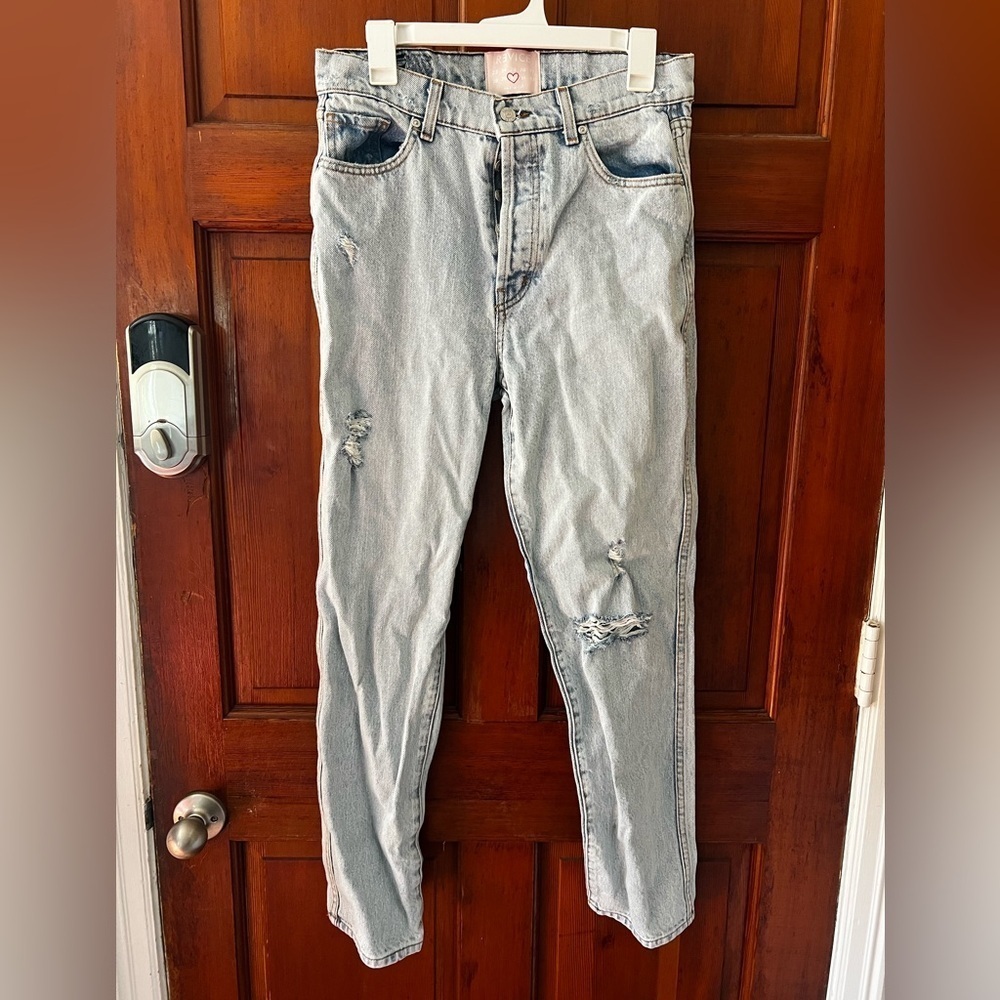 Revice “Made in LA” Distressed High-Rise Jeans — Size 30 — Light Wash